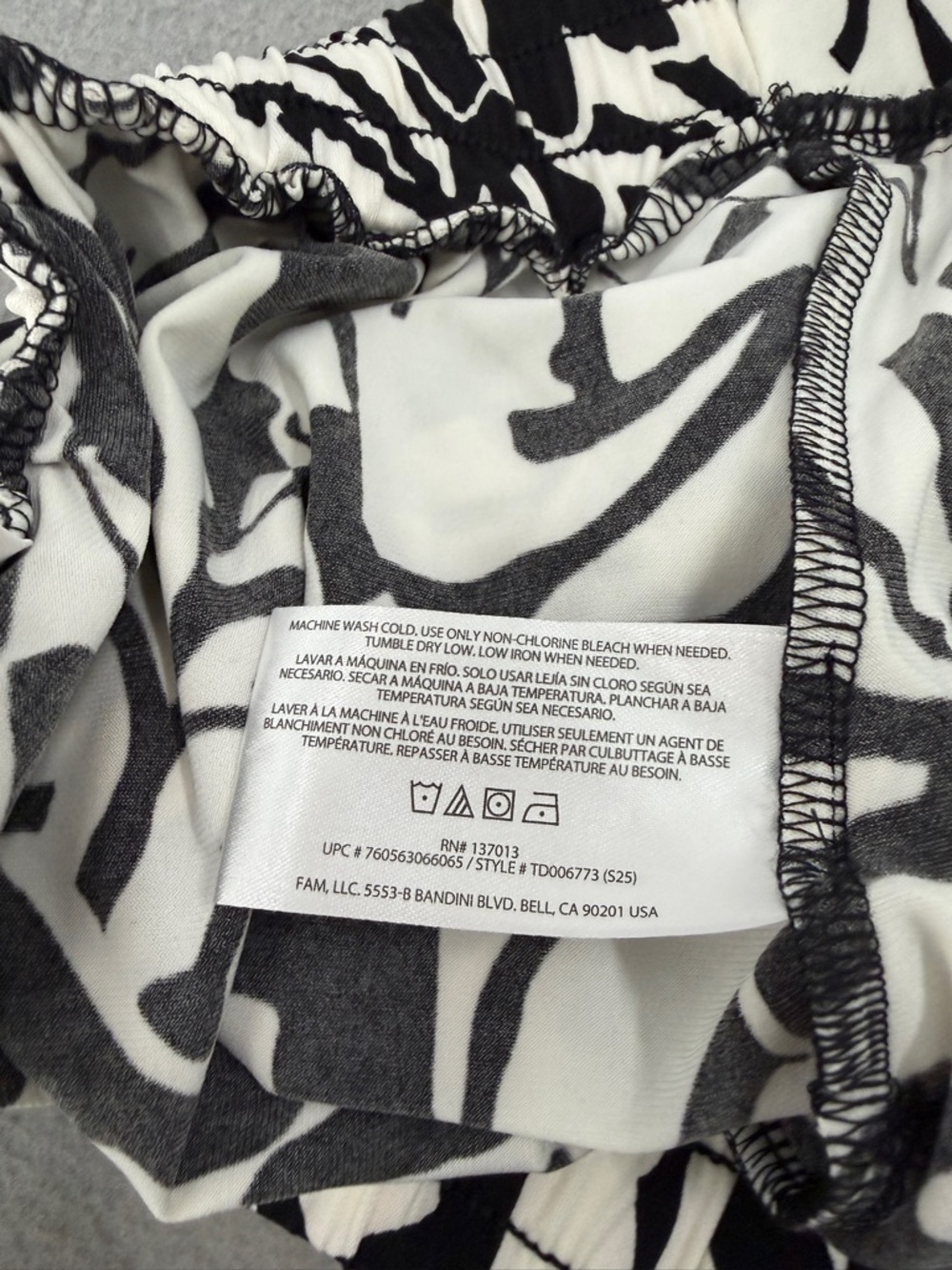 Three Dots Pants Womens L Black White Print Palazzo Resortwear Boho Comfy NWT - Picture 13 of 13